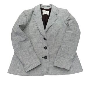Weill‎ Paris Womens Micro Check Blazer Black White Horse Carriage Buttons Jacket